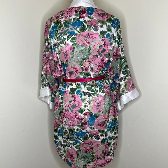 VTG Victoria's Secret Robe OS Gold Label Floral Satin Jacquard Belted Cottage - Picture 4 of 9